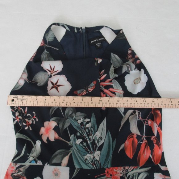 STYLESTALKER Womens Floral Print Romper Size S blue multicolor Lined Back Zip - Picture 7 of 12